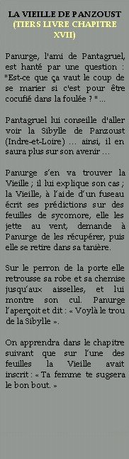 La Vieille de Panzoust - Tiers Livre XVII - François Rabelais