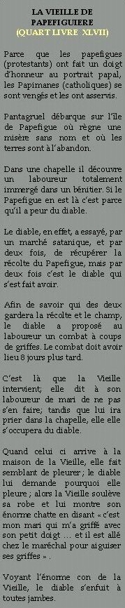 La Vieille de Papefiguière - Quart Livre XLVII - François Rabelais